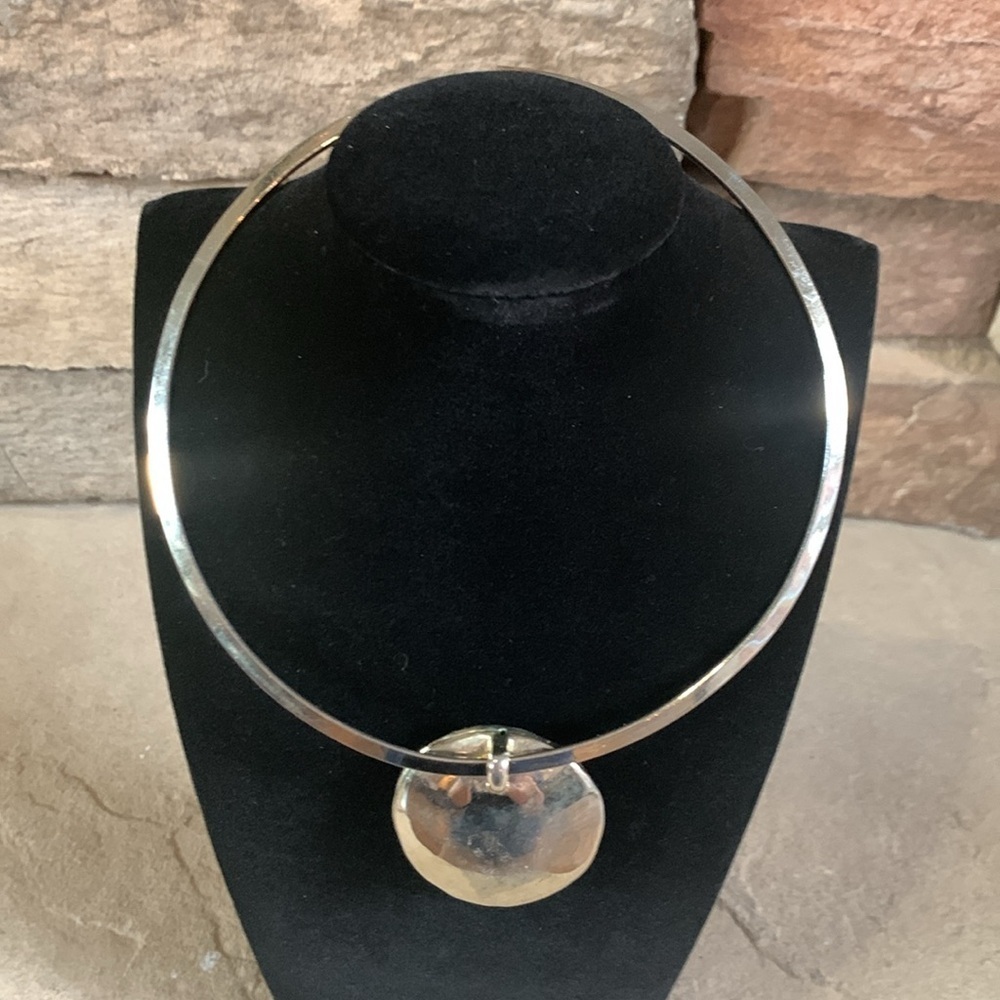 Cloisonné floral pendant silver necklace - Picture 3 of 6